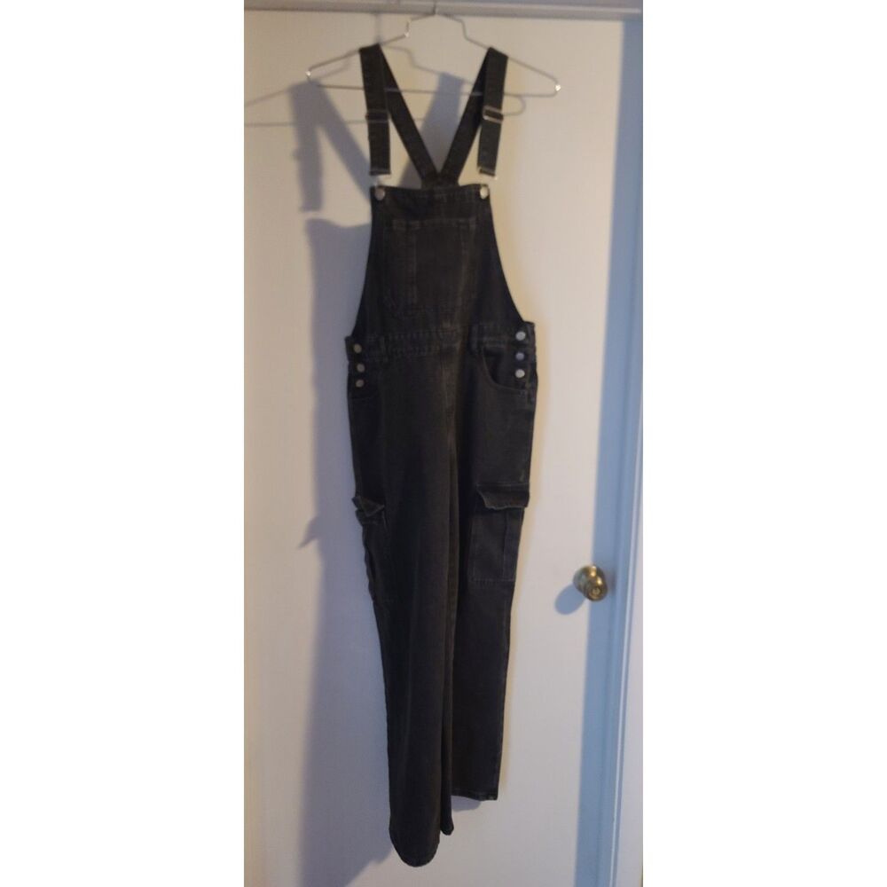 Flvsun Womens Fashion Wide Leg Black Jean Overalls Size XL